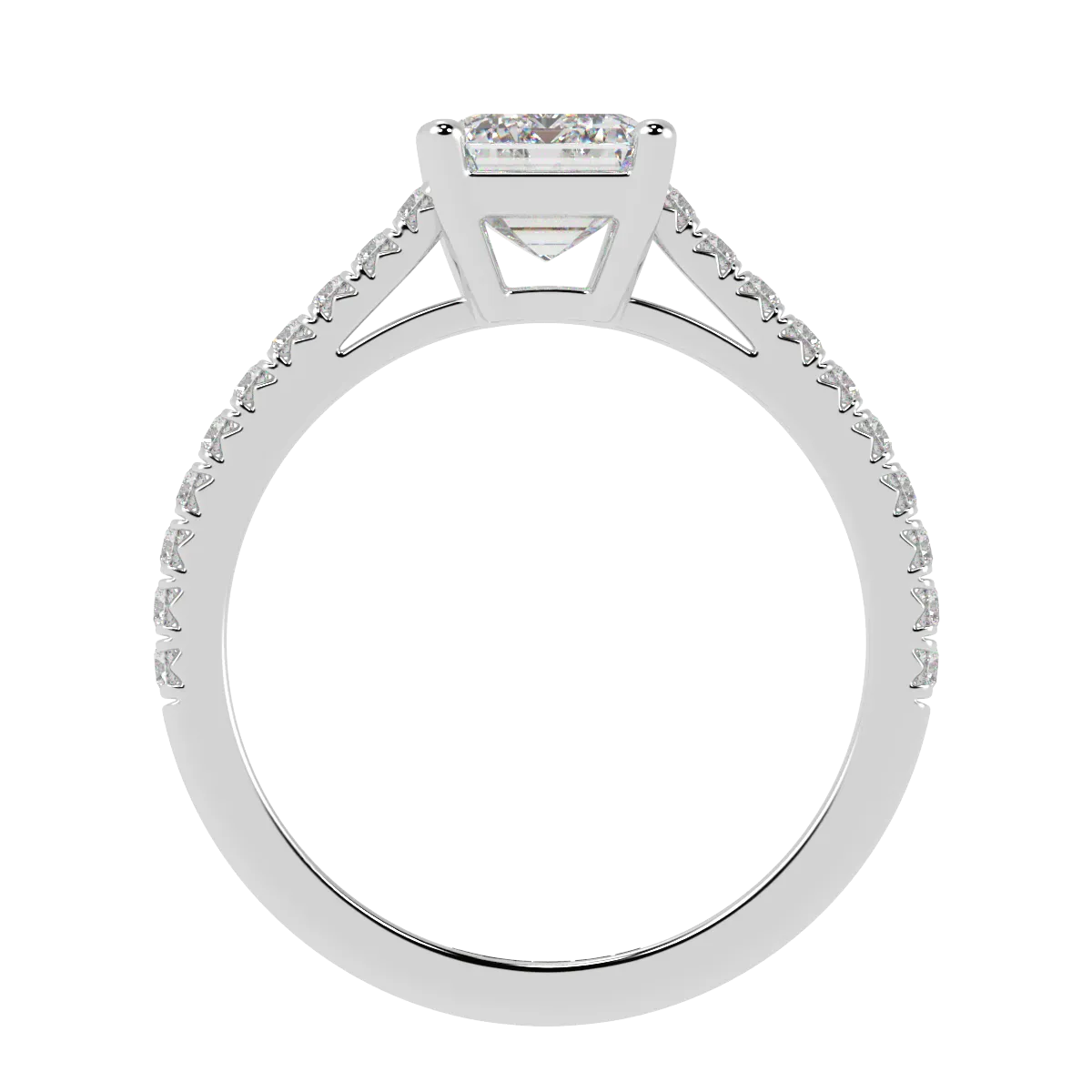 Emerald, Pavé Engagement Ring