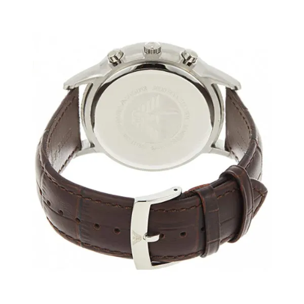 EMPORIO ARMANI Renato Black Leather Strap Black Dial Chronograph Quartz Watch for Gents - AR2482