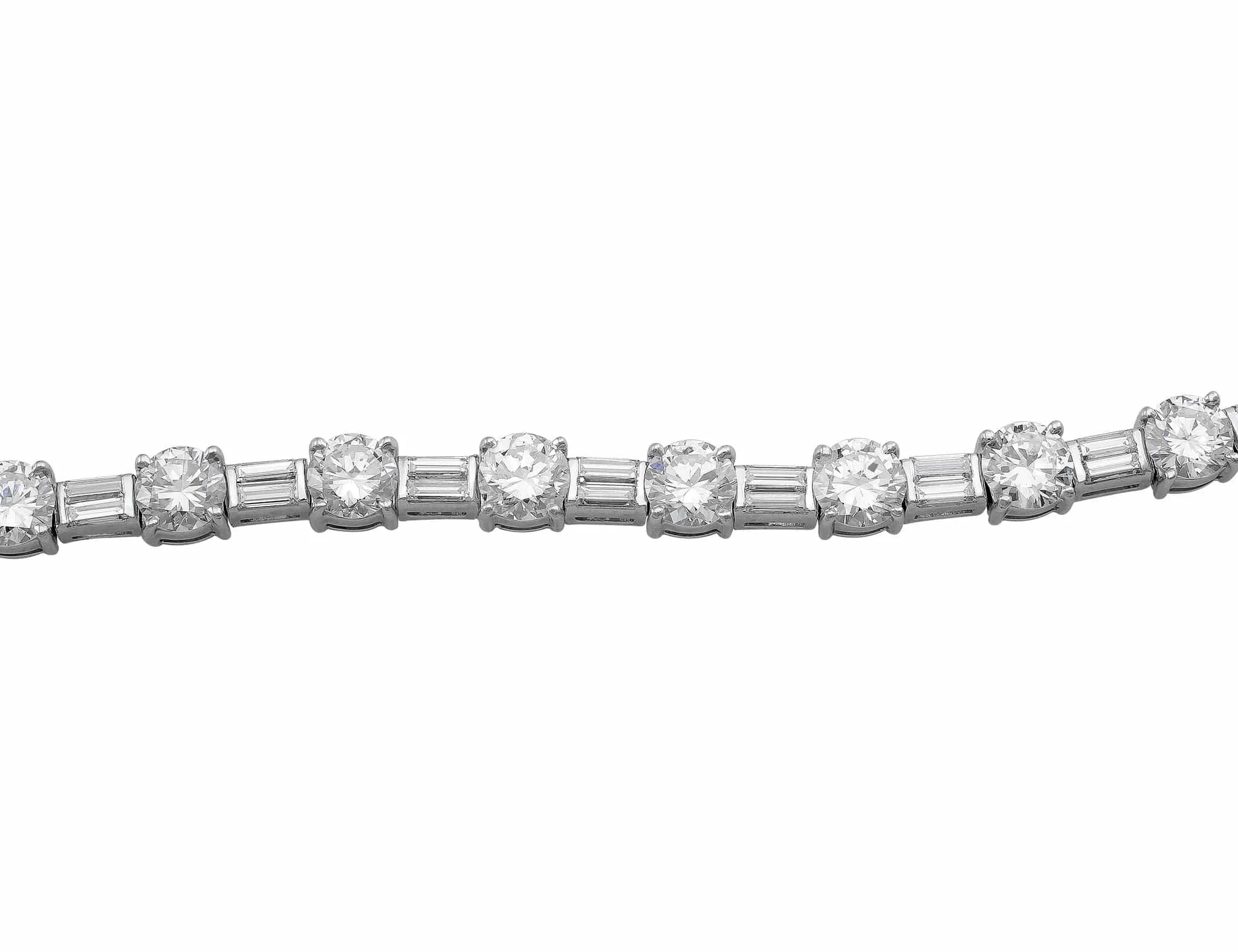 Estate Round Brilliant and Baguette Diamond Bracelet