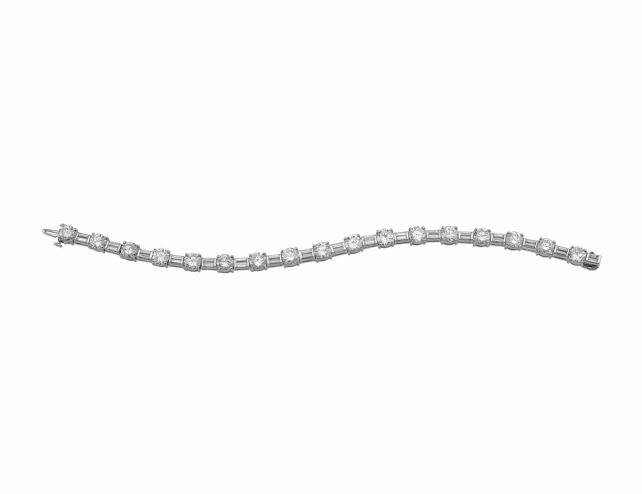 Estate Round Brilliant and Baguette Diamond Bracelet