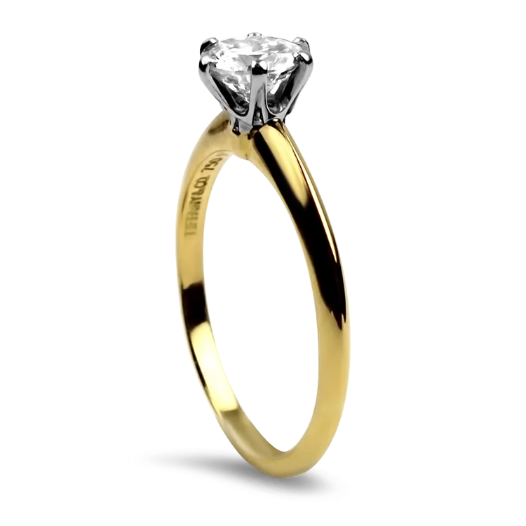 Estate Tiffany & CO. Platinum 18K Yellow Gold Diamond Solitaire Engagement Ring