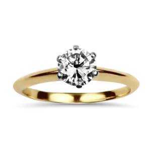 Estate Tiffany & CO. Platinum 18K Yellow Gold Diamond Solitaire Engagement Ring
