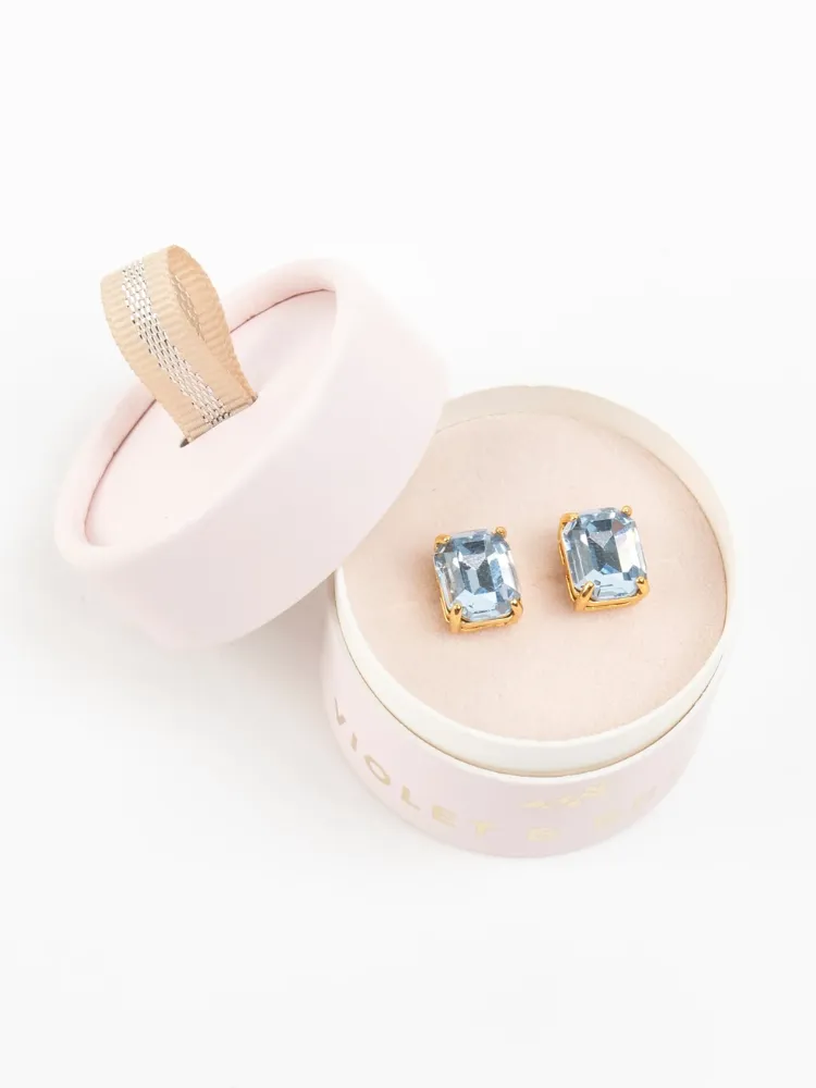 Everlyn Boxed Post Earring - Aquamarine