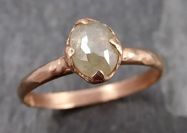 Faceted Fancy cut White Diamond Engagement 14k Rose Gold Solitaire Wedding Ring byAngeline 0874