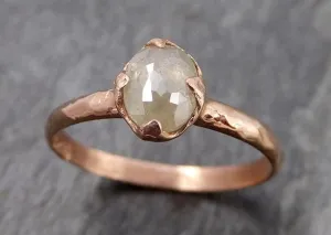 Faceted Fancy cut White Diamond Engagement 14k Rose Gold Solitaire Wedding Ring byAngeline 0874
