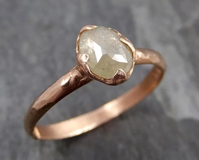 Faceted Fancy cut White Diamond Engagement 14k Rose Gold Solitaire Wedding Ring byAngeline 0874