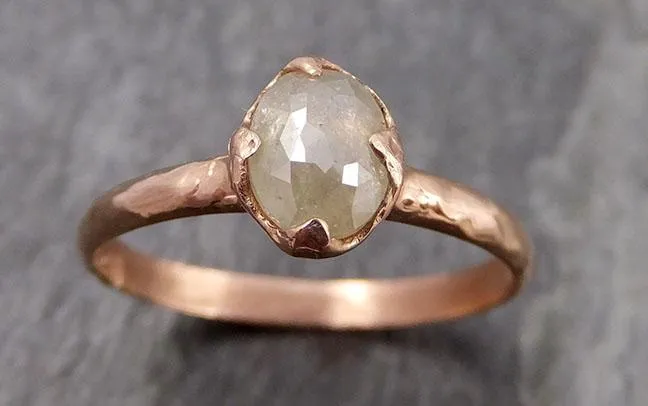 Faceted Fancy cut White Diamond Engagement 14k Rose Gold Solitaire Wedding Ring byAngeline 0874