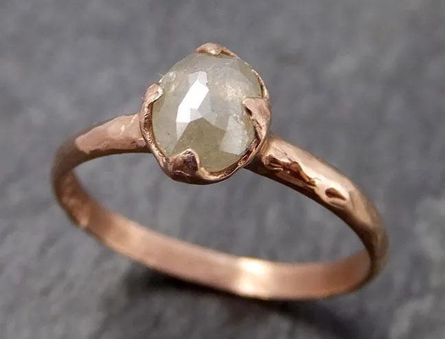 Faceted Fancy cut White Diamond Engagement 14k Rose Gold Solitaire Wedding Ring byAngeline 0874