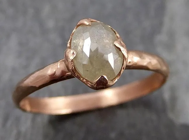 Faceted Fancy cut White Diamond Engagement 14k Rose Gold Solitaire Wedding Ring byAngeline 0874