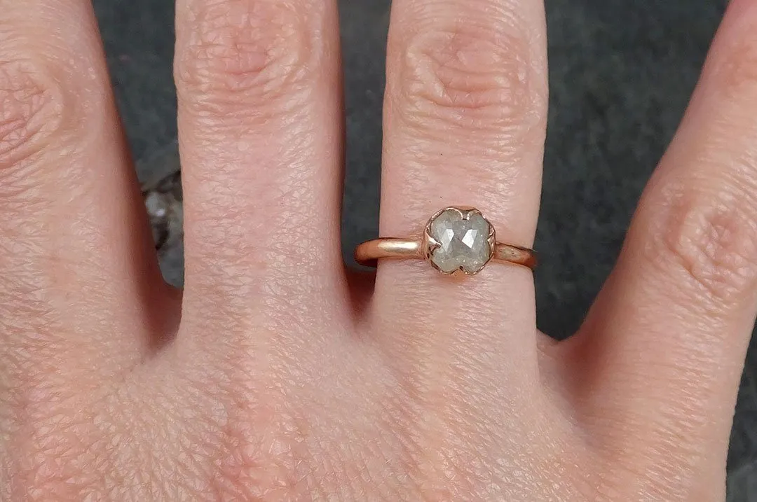 Faceted Fancy cut white Diamond Solitaire Engagement 14k Rose Gold Wedding Ring byAngeline 1130