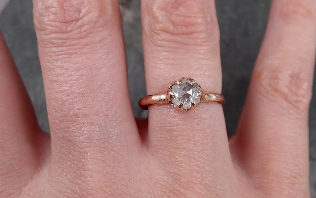 Faceted Fancy cut white Diamond Solitaire Engagement 14k Rose Gold Wedding Ring byAngeline 1336