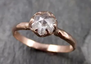 Faceted Fancy cut white Diamond Solitaire Engagement 14k Rose Gold Wedding Ring byAngeline 1336