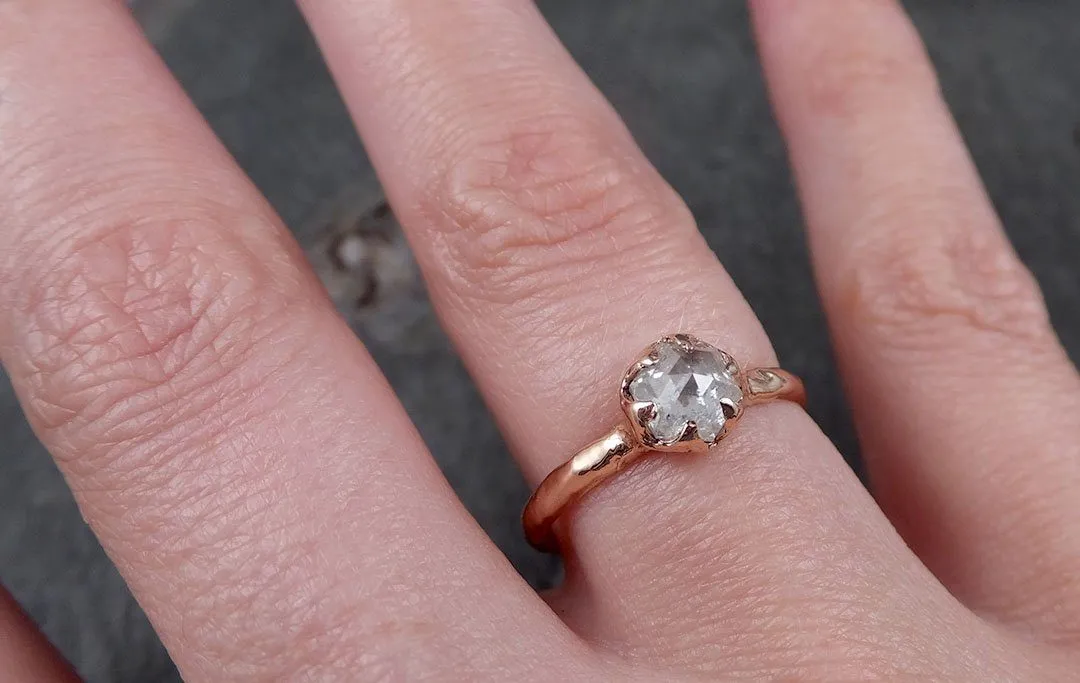 Faceted Fancy cut white Diamond Solitaire Engagement 14k Rose Gold Wedding Ring byAngeline 1336