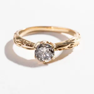 FACETED MATRIX SOLITAIRE ENGAGEMENT RING | 14K GOLD & SALT & PEPPER DIAMOND