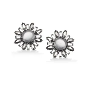 FACETED SILVER CRYSTAL STUD EARRINGS #288SV3301 (7E6/6A1)