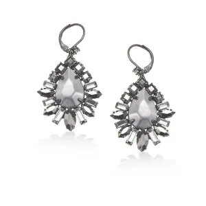 FACETED SILVER TEARDROP CRYSTAL  EARRINGS #288SV3401 (7E6/6A1)