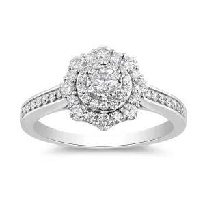 Facets of Love Solitaire Fancy Scallop Ring with 0.65ct of Diamonds in 18ct White Gold
