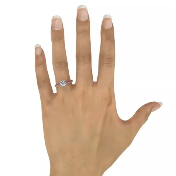 Fana Round Cut Four Prong Rose Gold Milgrain Solitaire Engagement Ring