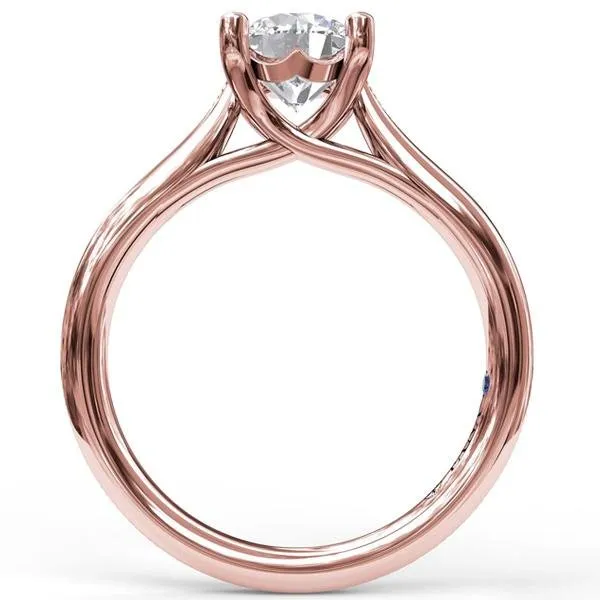 Fana Round Cut Four Prong Rose Gold Milgrain Solitaire Engagement Ring