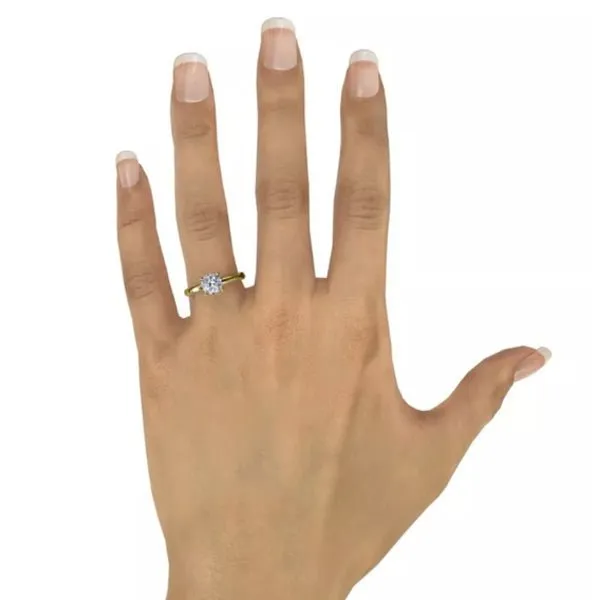 Fana Round Cut Four Prong Yellow Gold Solitaire Engagement Ring