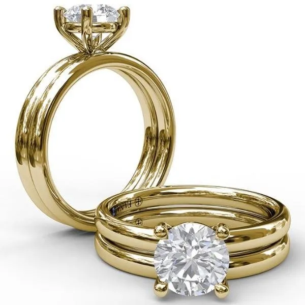 Fana Round Cut Four Prong Yellow Gold Solitaire Engagement Ring