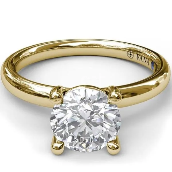 Fana Round Cut Four Prong Yellow Gold Solitaire Engagement Ring