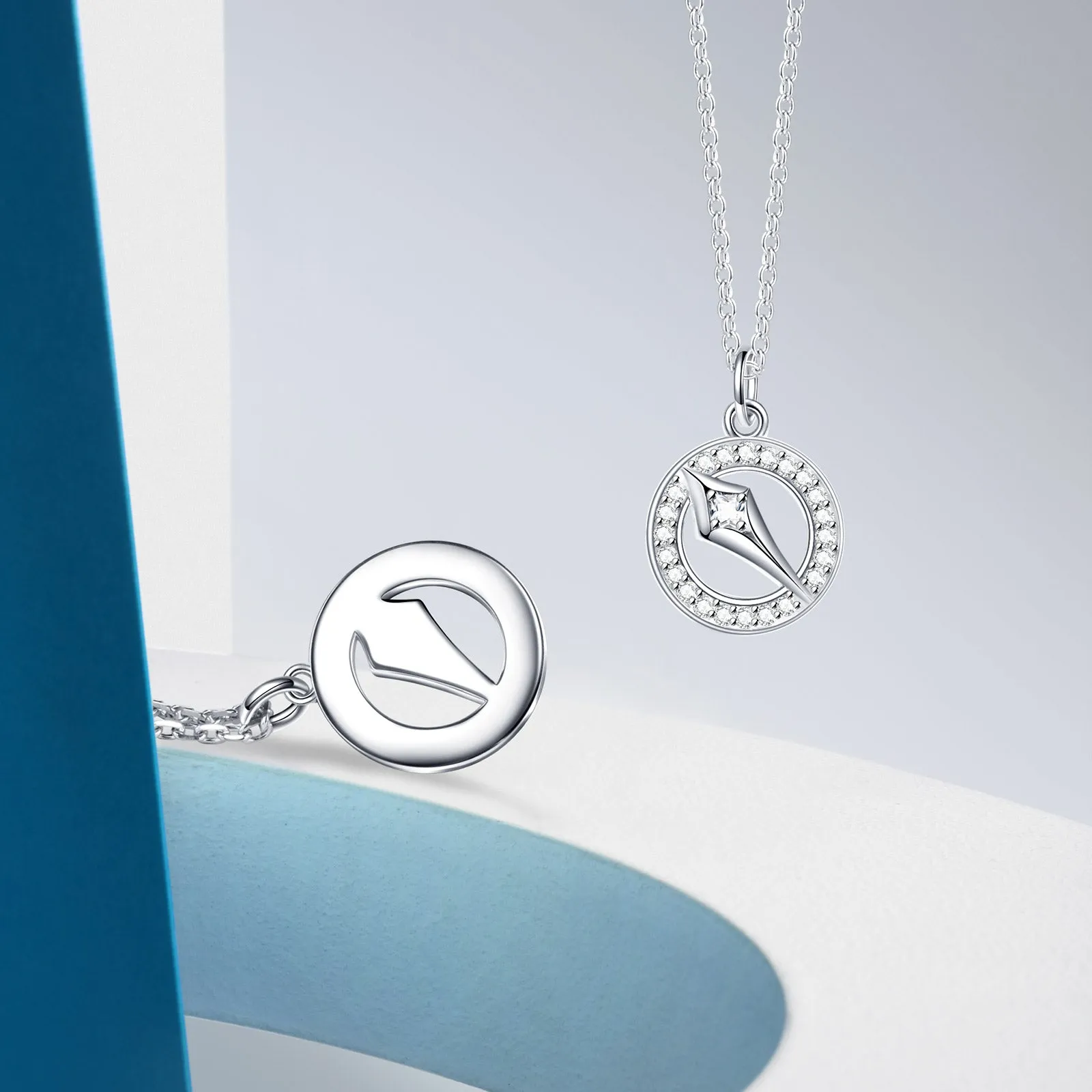 FANCIME "Journey Together" Matching Sterling Silver Circle Necklaces