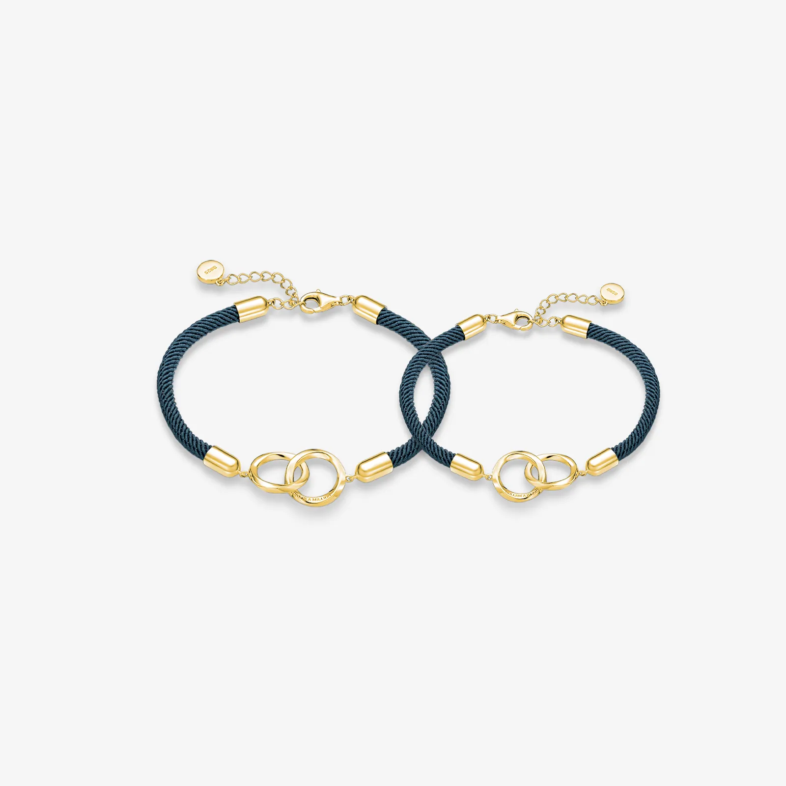 FANCIME "Love & Life" Mobius Circle Interlocking Sterling Silver Couple Bracelet