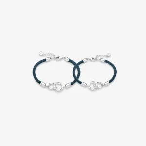 FANCIME "Love & Life" Mobius Circle Interlocking Sterling Silver Couple Bracelet