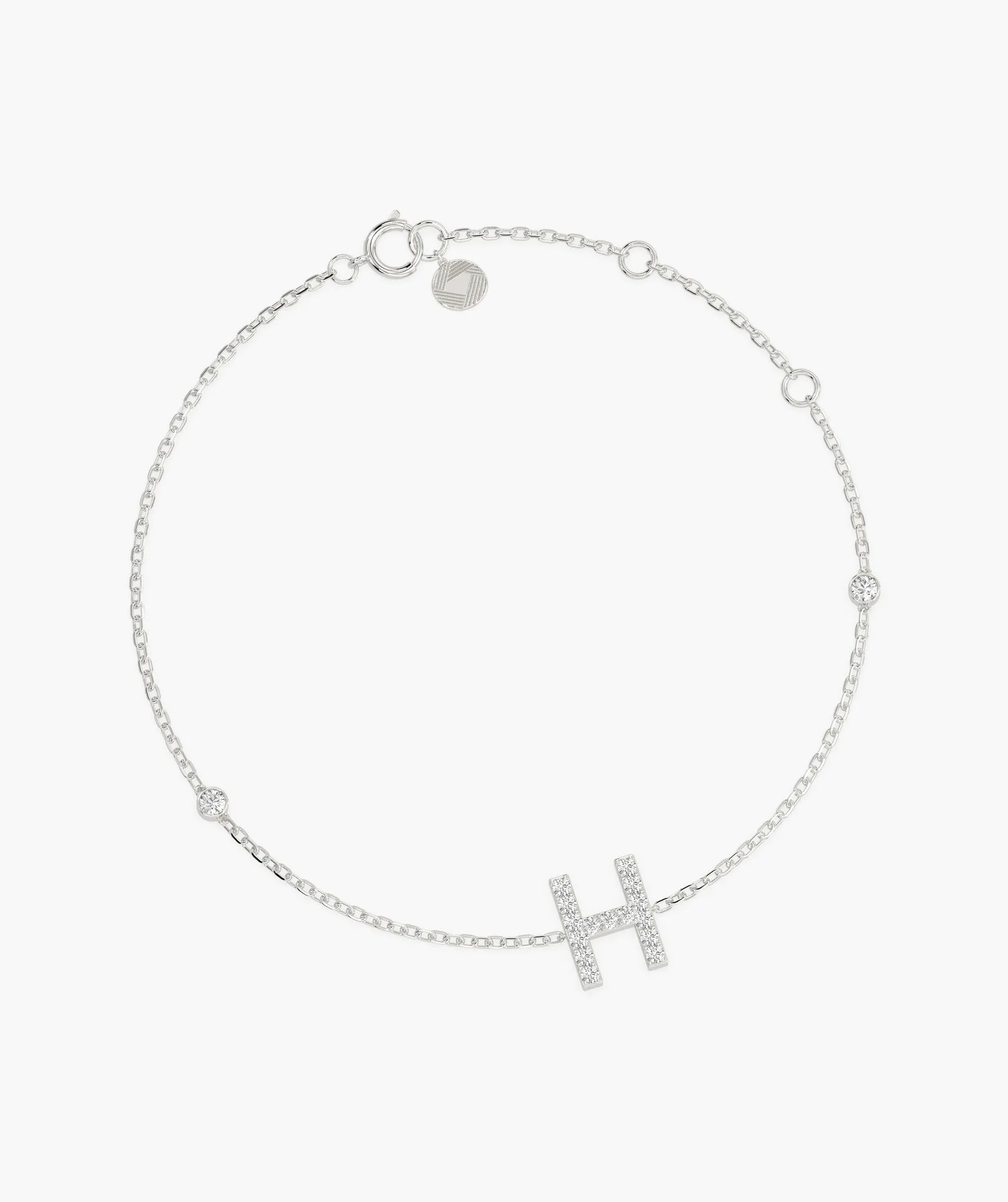 Fancy 'H' Diamond Charm Bracelet