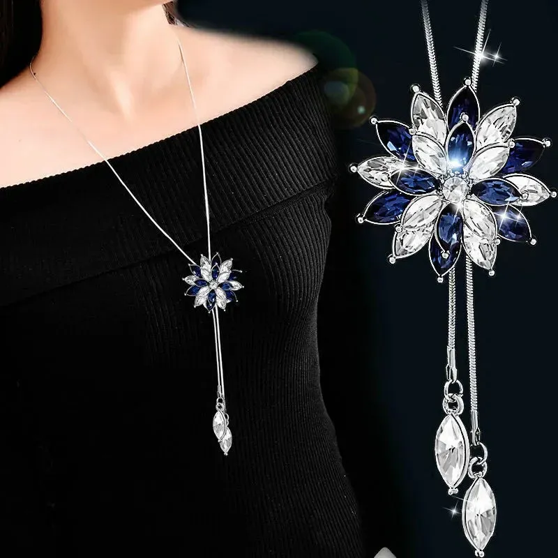Fashion Elegant Simulated Pearl Choker Necklaces For Women Silver Color Chain Long Necklace Pendant Jewelry Accessories