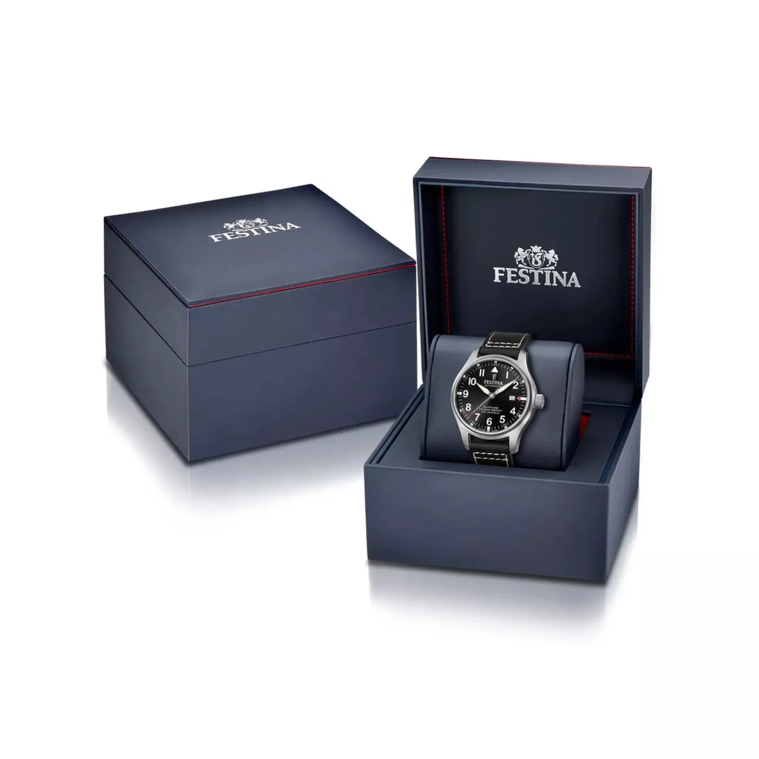 Festina F20151/4 Gents Automatic Black Dial Black Leather Strap Watch
