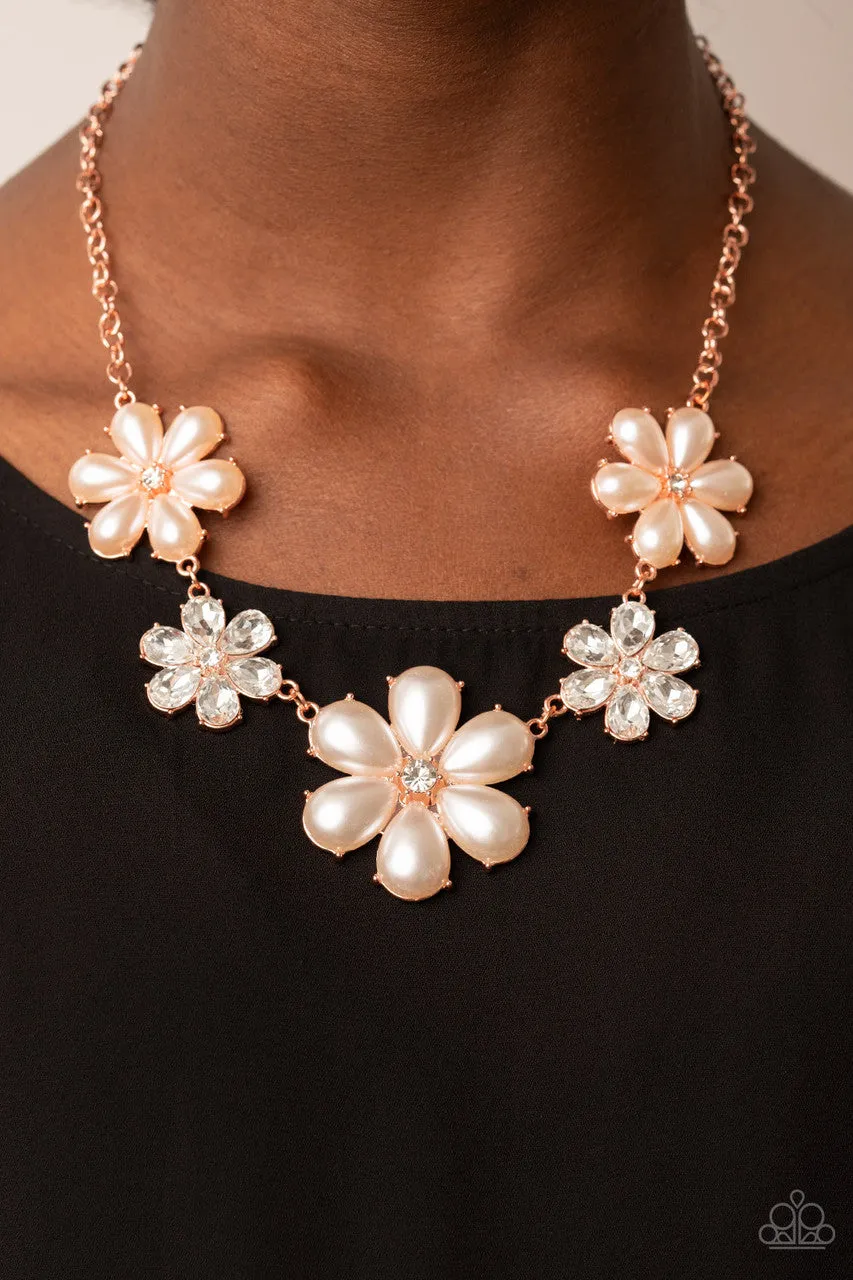 Fiercely Flowering Copper Paparazzi Necklace