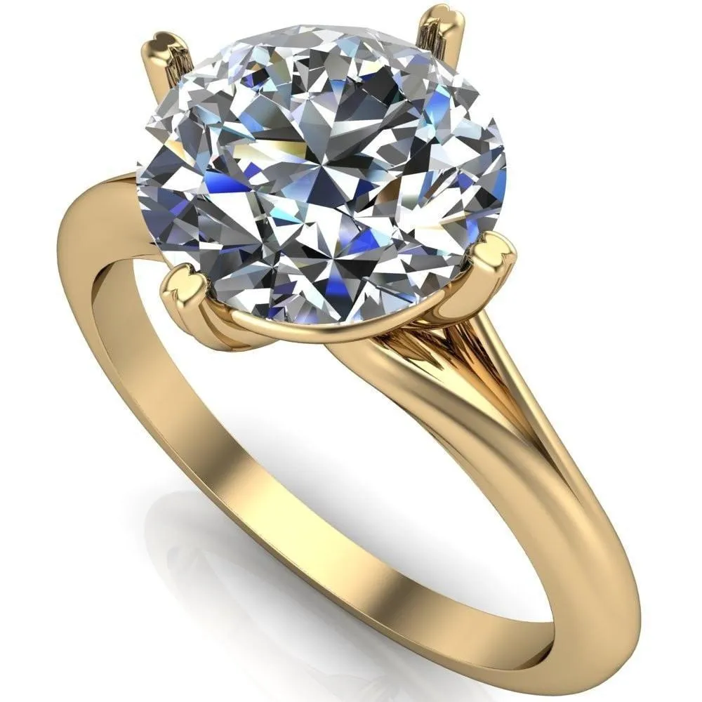 Finé Round Center Stone 4 Prong Split Shank Engagement Ring