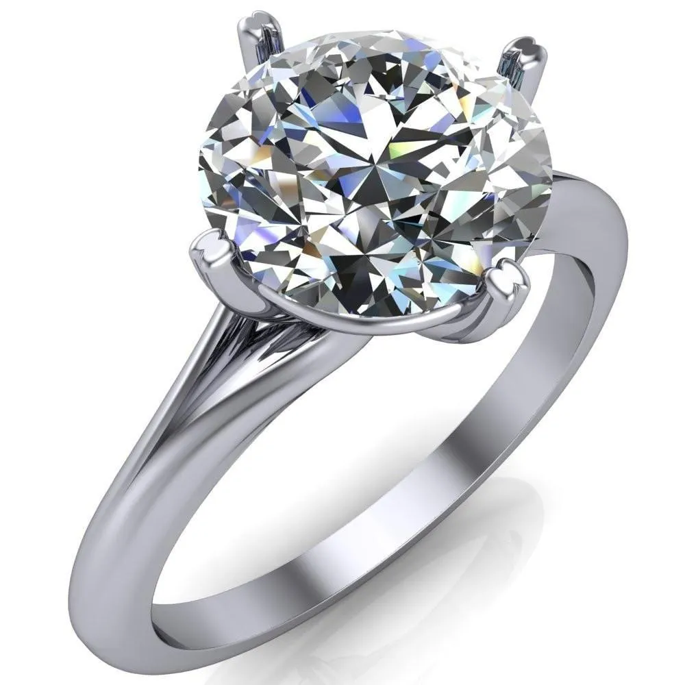 Finé Round Center Stone 4 Prong Split Shank Engagement Ring