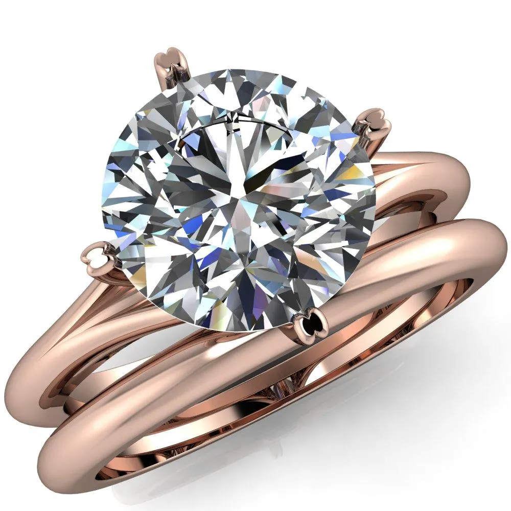 Finé Round Center Stone 4 Prong Split Shank Engagement Ring