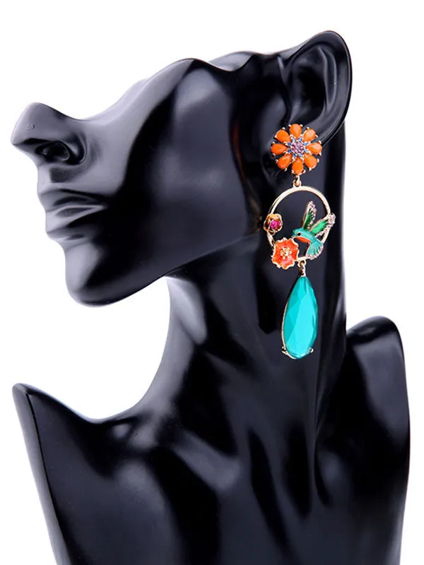 Flower&Bird Pattern Earrings