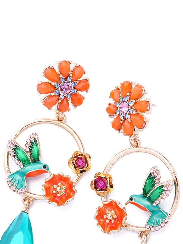 Flower&Bird Pattern Earrings