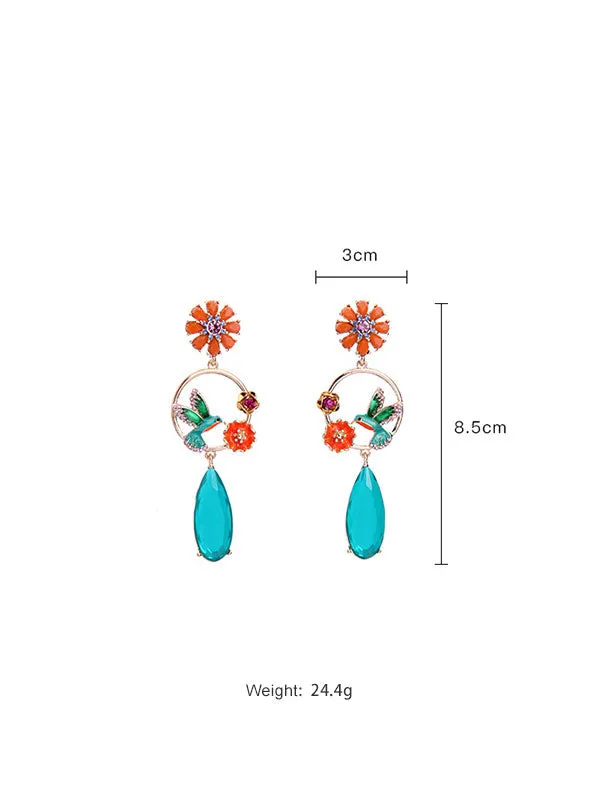 Flower&Bird Pattern Earrings