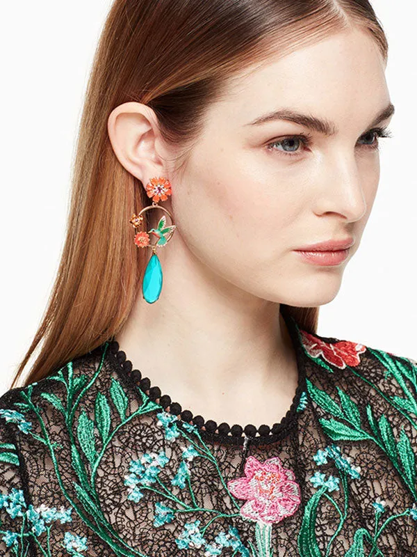 Flower&Bird Pattern Earrings