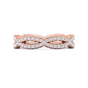 FlyerFit Micropave 14K Pink Gold Wedding Band