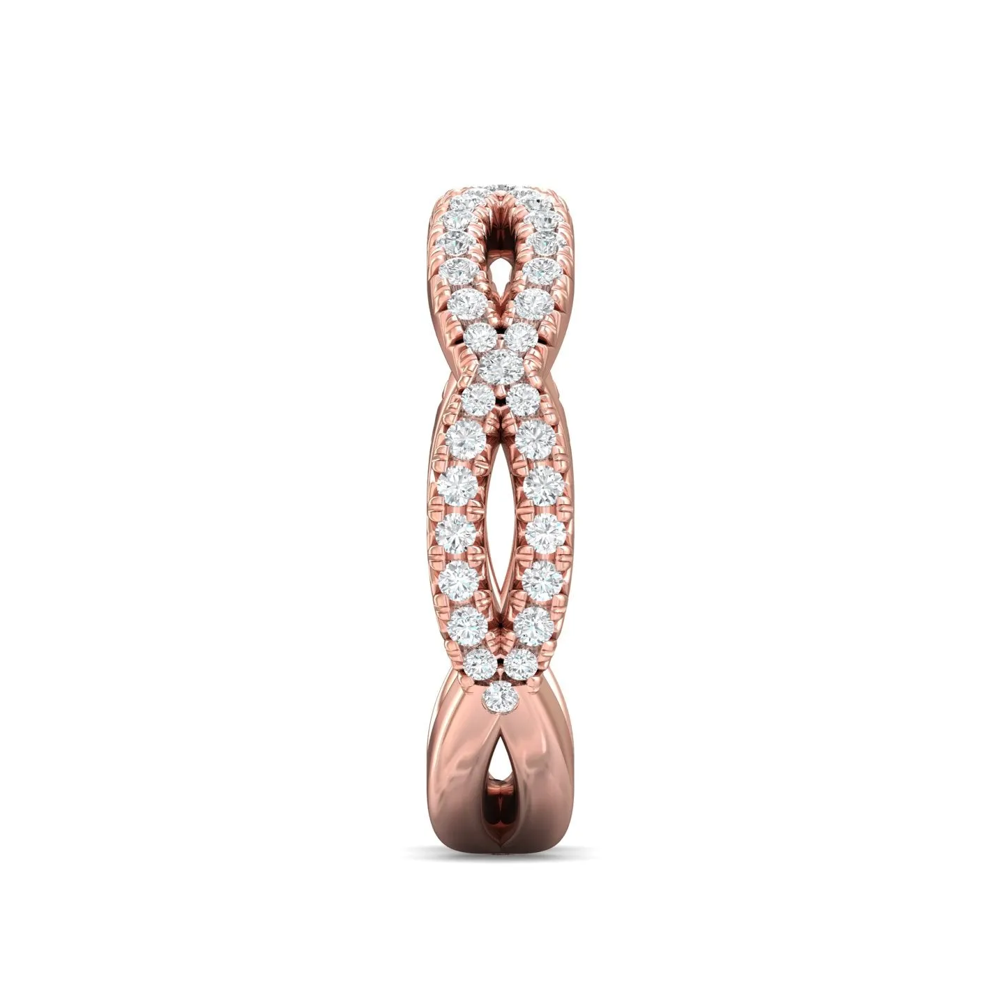 FlyerFit Micropave 14K Pink Gold Wedding Band