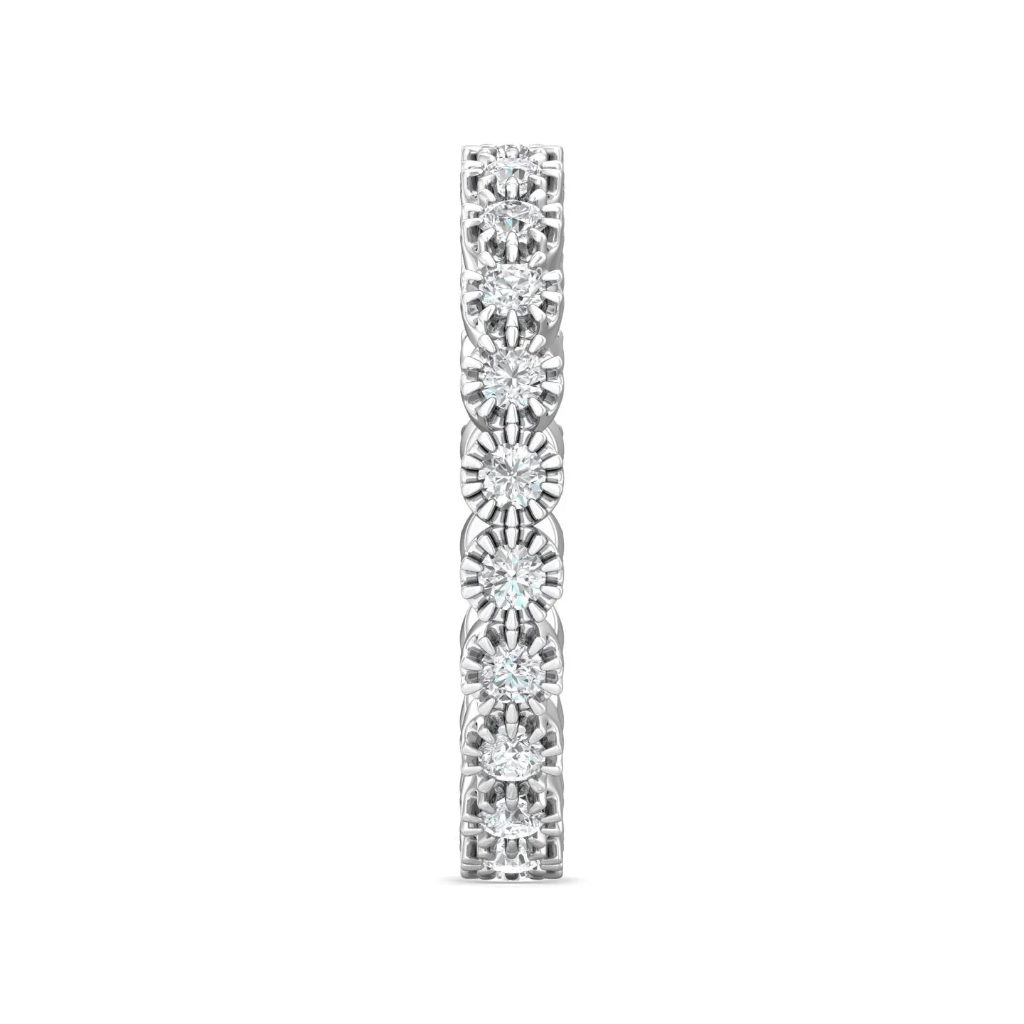 FlyerFit Micropave 14K White Gold Wedding Band