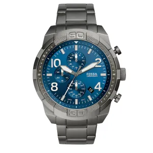 Fossil Bronson Smoke Stainless Steel Blue Dial Chronograph Quartz Watch for Gents - FS5711