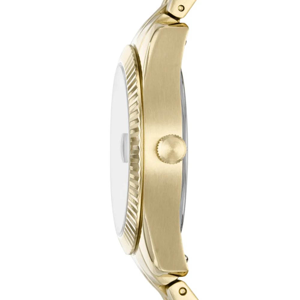 Fossil Scarlette Mini Green Dial Fixed Bezel Gold Tone Ladies Watch