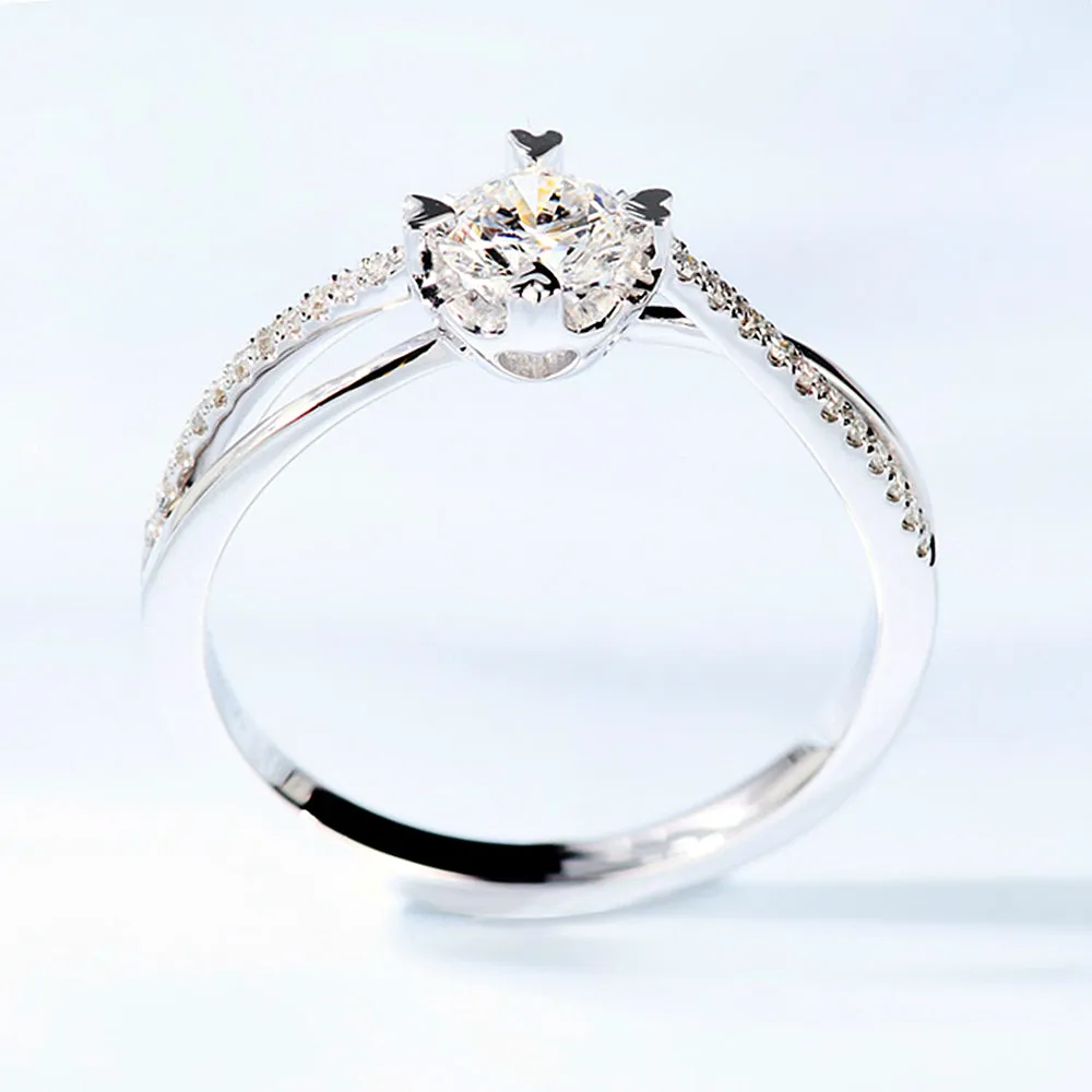 Four Prong Lab-Grown Diamond Cross Band Ring