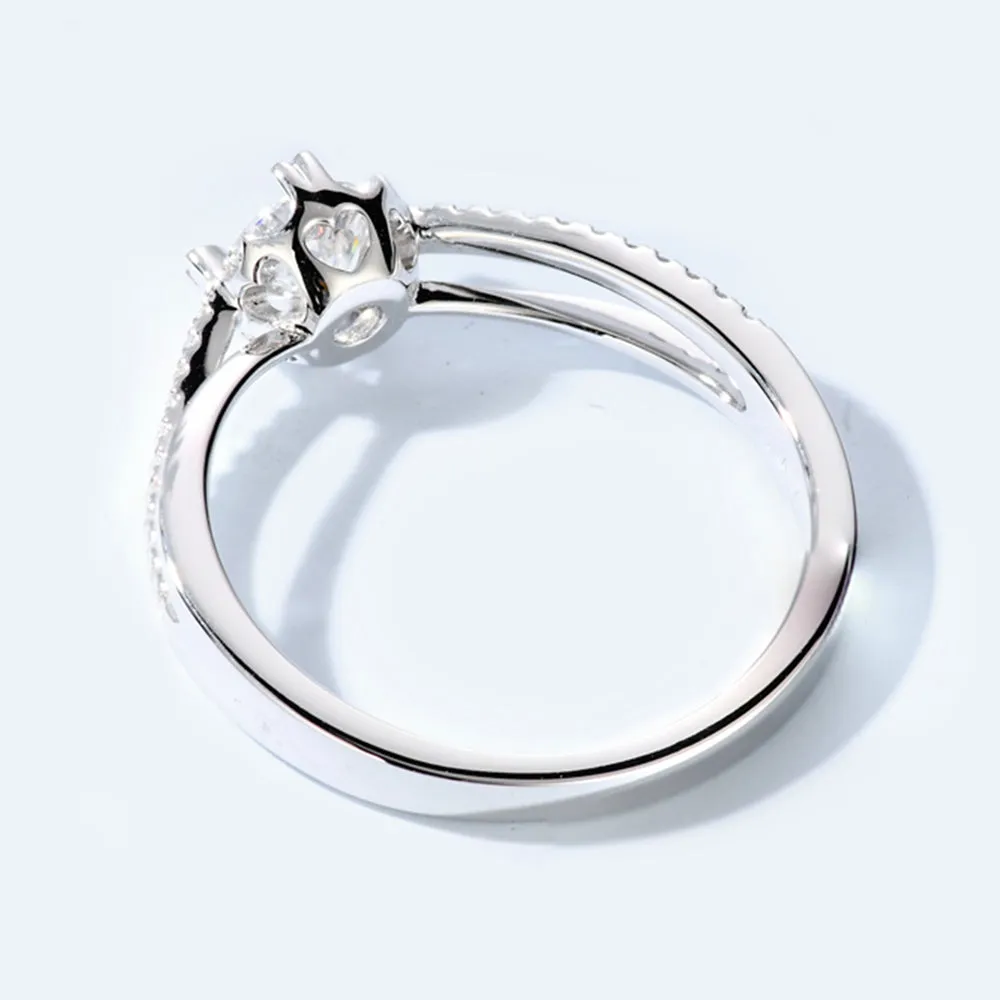 Four Prong Lab-Grown Diamond Cross Band Ring