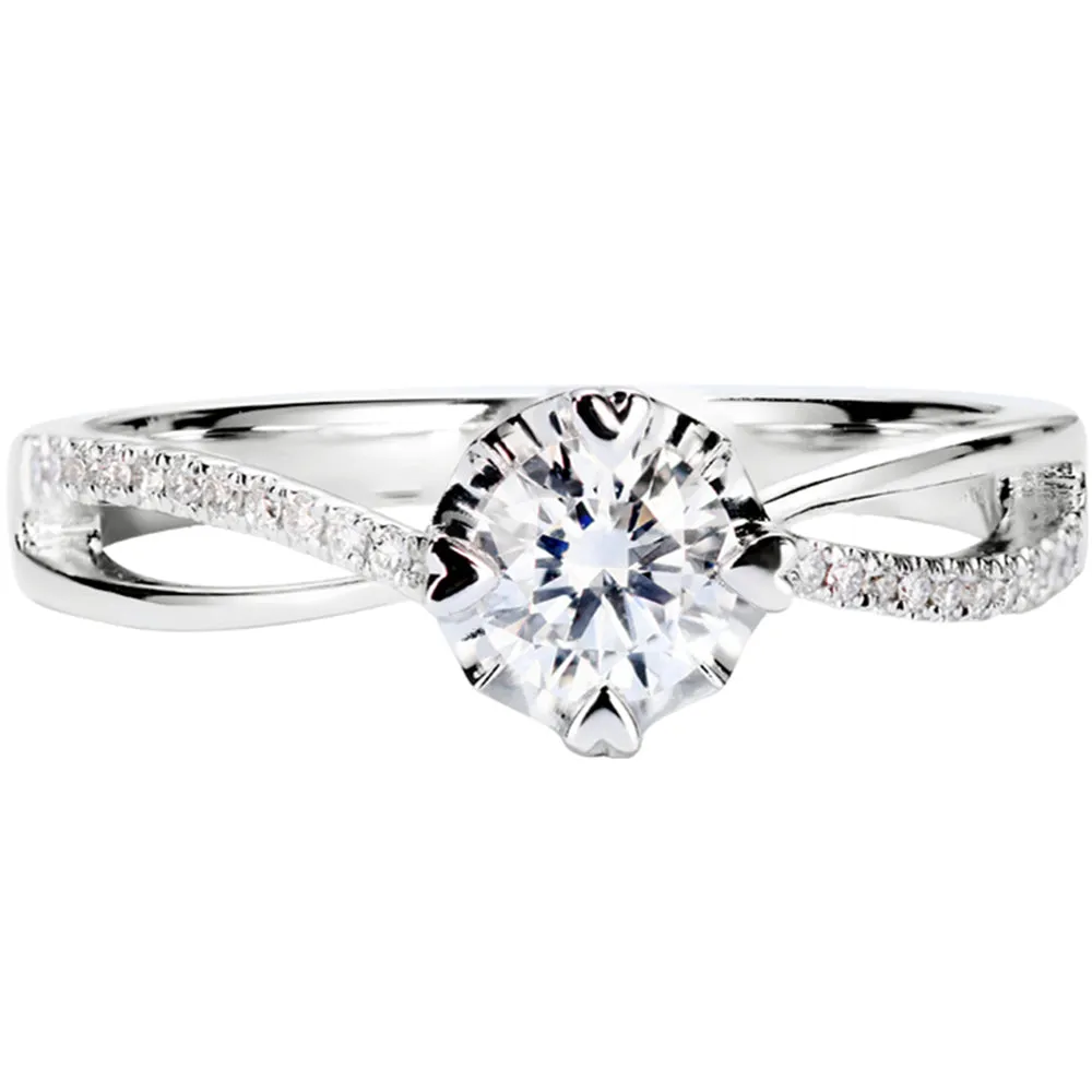 Four Prong Lab-Grown Diamond Cross Band Ring