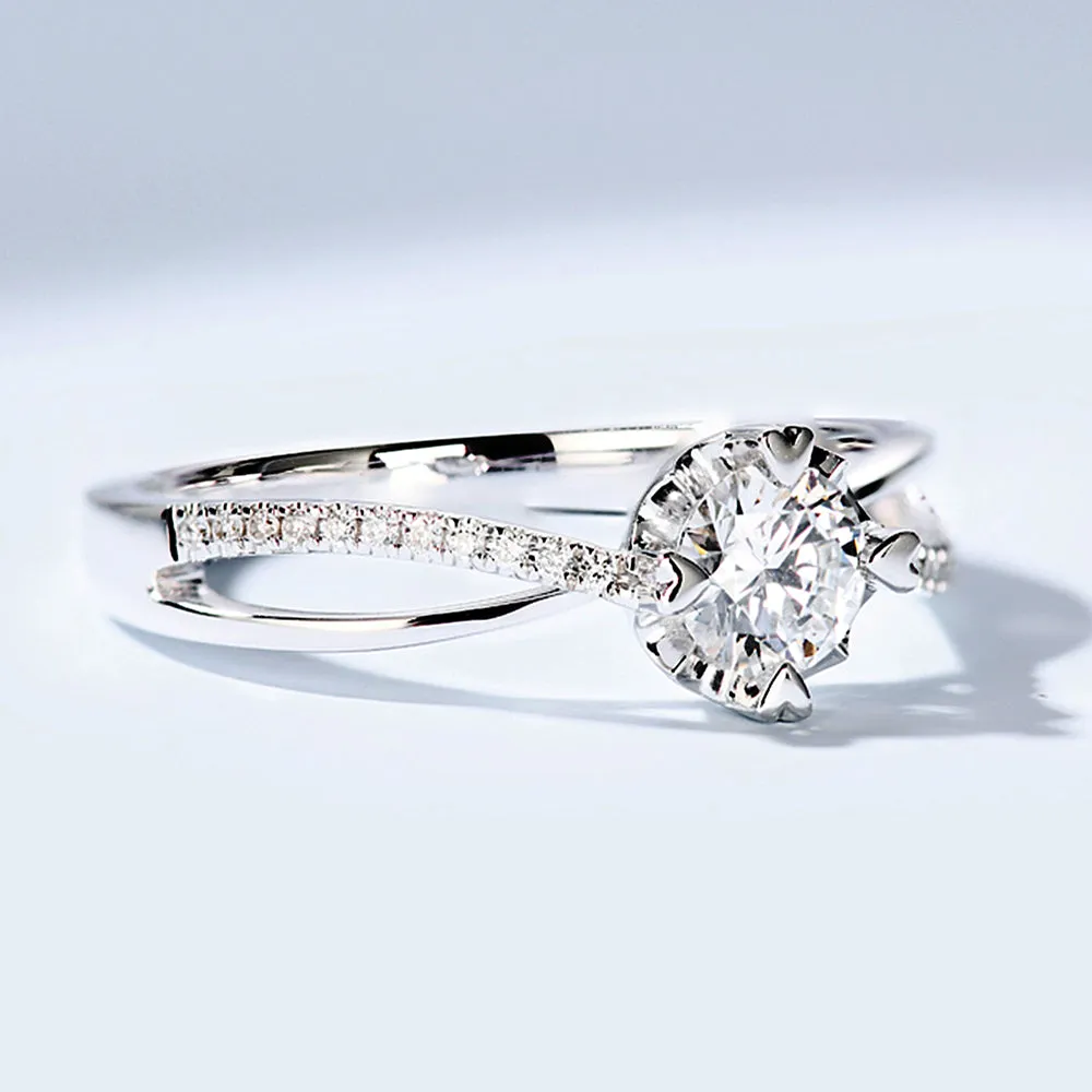 Four Prong Lab-Grown Diamond Cross Band Ring