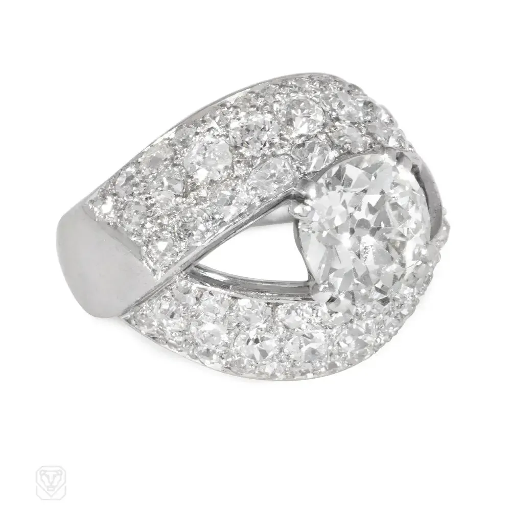 French mid-century diamond ring with open setting